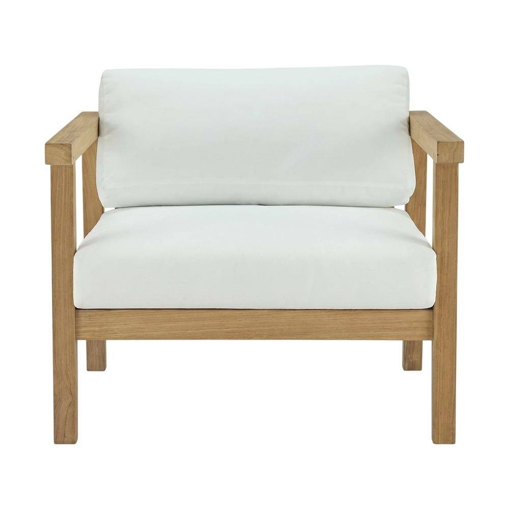 Back. Outdoor Escape - Outdoor Patio Teak Armchair With Cushioned Seating And Comfortable Back Support - White.