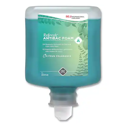 SCJ PROFESSIONAL
A family company
Refresh™
ANTIBAC FOAM
EN Pleasantly Perfumed Antibacterial Foam Hand Wash
ES Espuma antibacteriana / perfumada para higiene de manos
CITRUS FRAGRANCE
1 L (33.8 fl oz)
de
SIN
CARBON