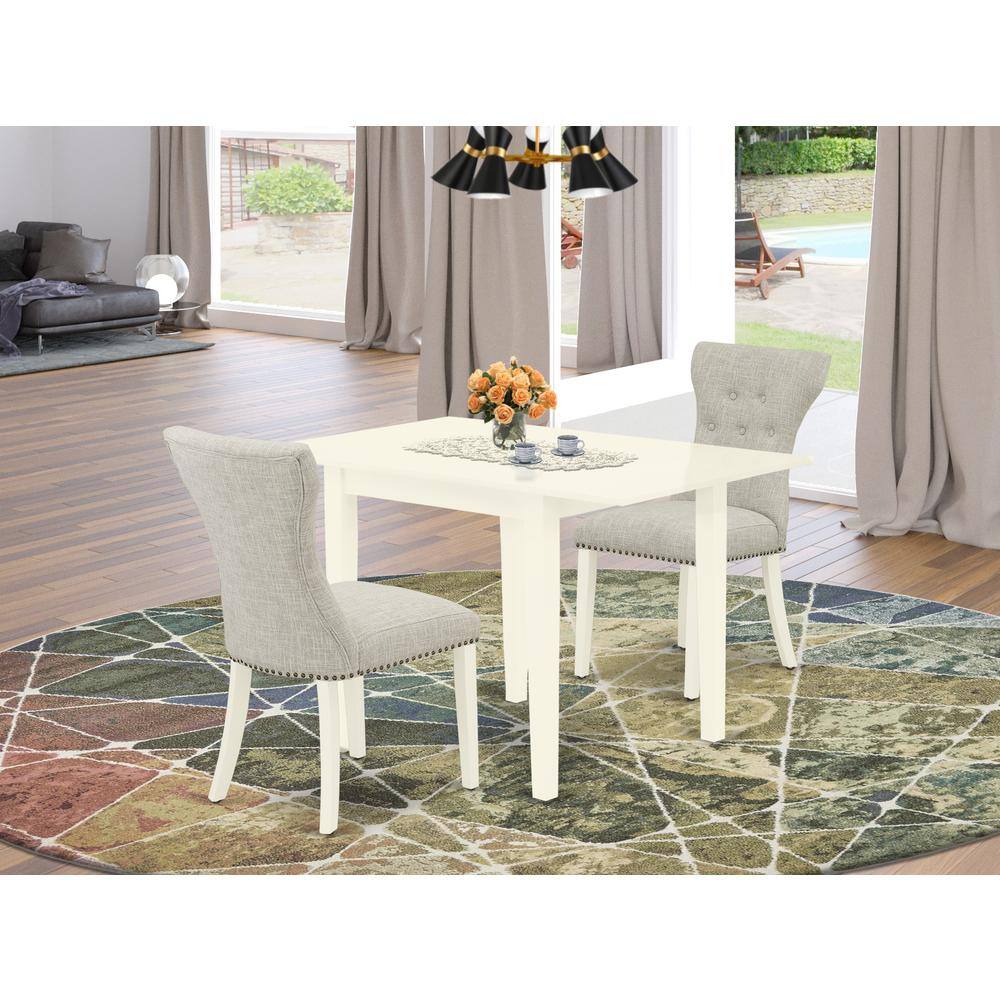 Angle. East West Furniture - Dining Room Set Linen White - Brown.
