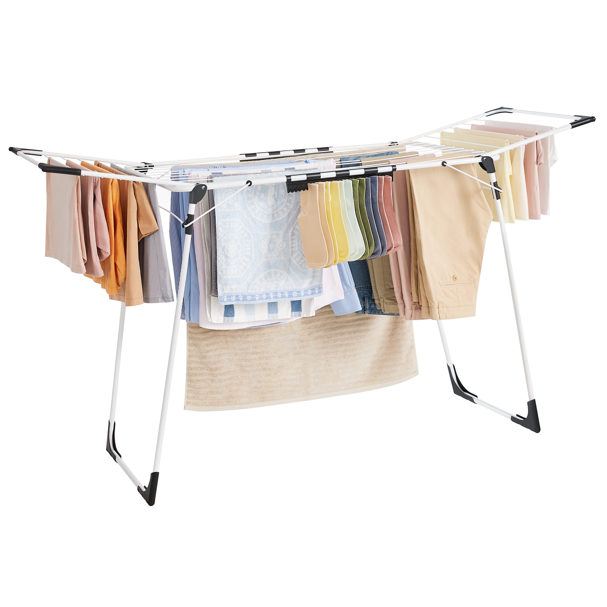 Songmics Home - Clothes Drying Rack Foldable, Gullwing Laundry Drying Rack, Space-Saving, 22.2 x 68.1 x 38 Inches, Sock Clips - Outdoor White price history on PriceWatchPro