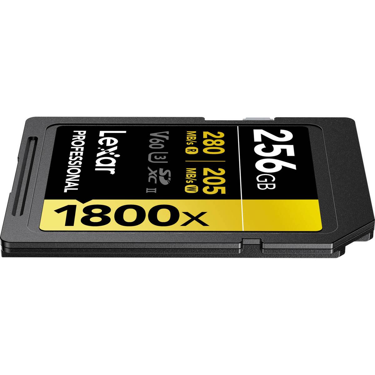 Lexar PROFESSIONAL II (3) XC  
V60 MB/s 280  
MB/s 205  
256 GB  
1800x