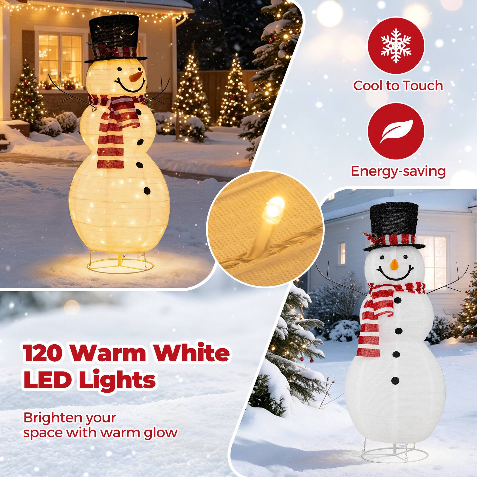 Cool to Touch  
Energy-saving  
120 Warm White LED Lights  
Brighten your space with warm glow