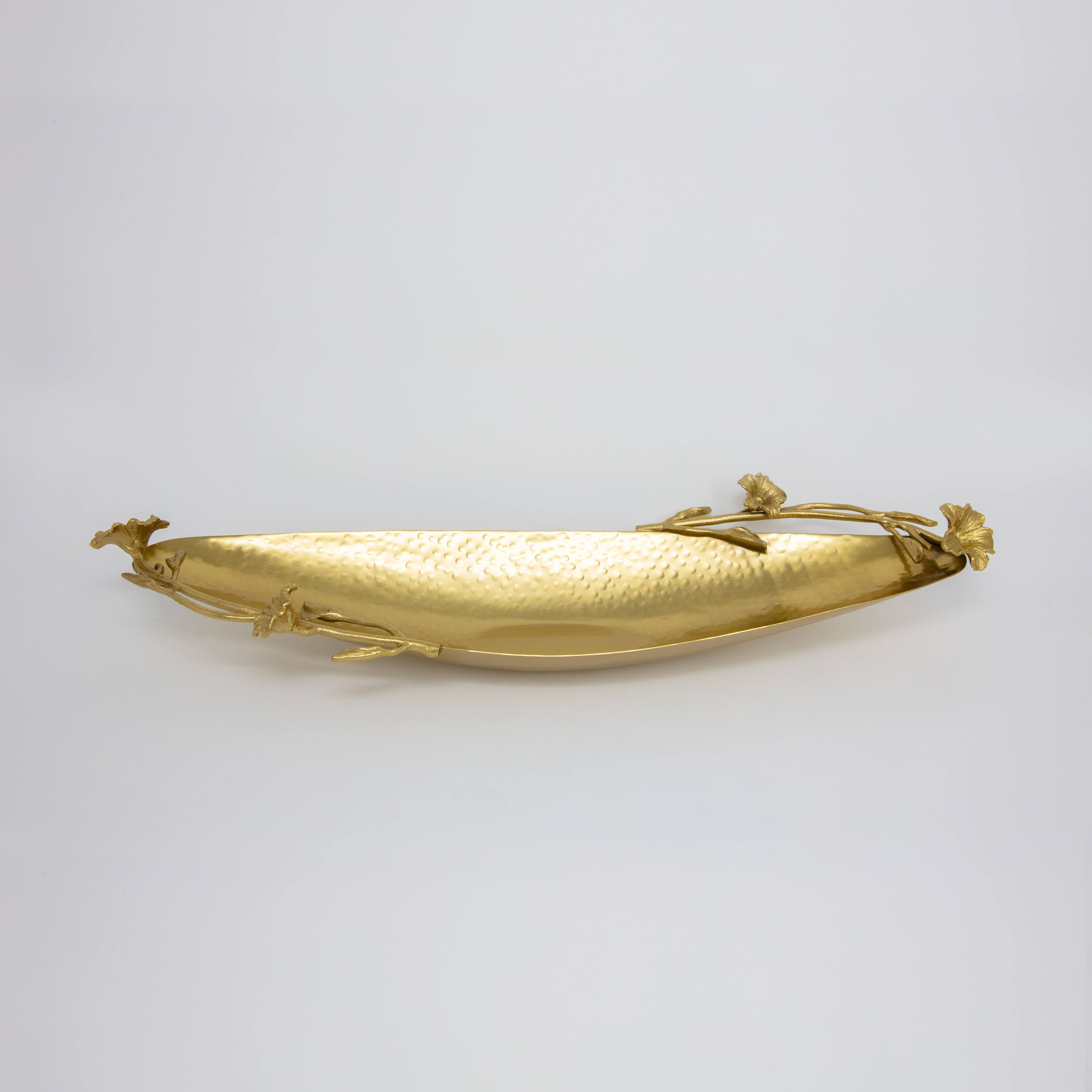 Angle. Jiallo - Eldora boat shaped tray - Satin Gold - Gold.