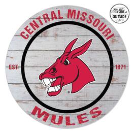 Jardine - Central Missouri Mules 20'' x 20'' Indoor/Outdoor Weathered Circle Sign - White