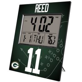 Keyscaper - Jayden Reed Green Bay Packers Digital Desk & Wall Clock - Multicolor
