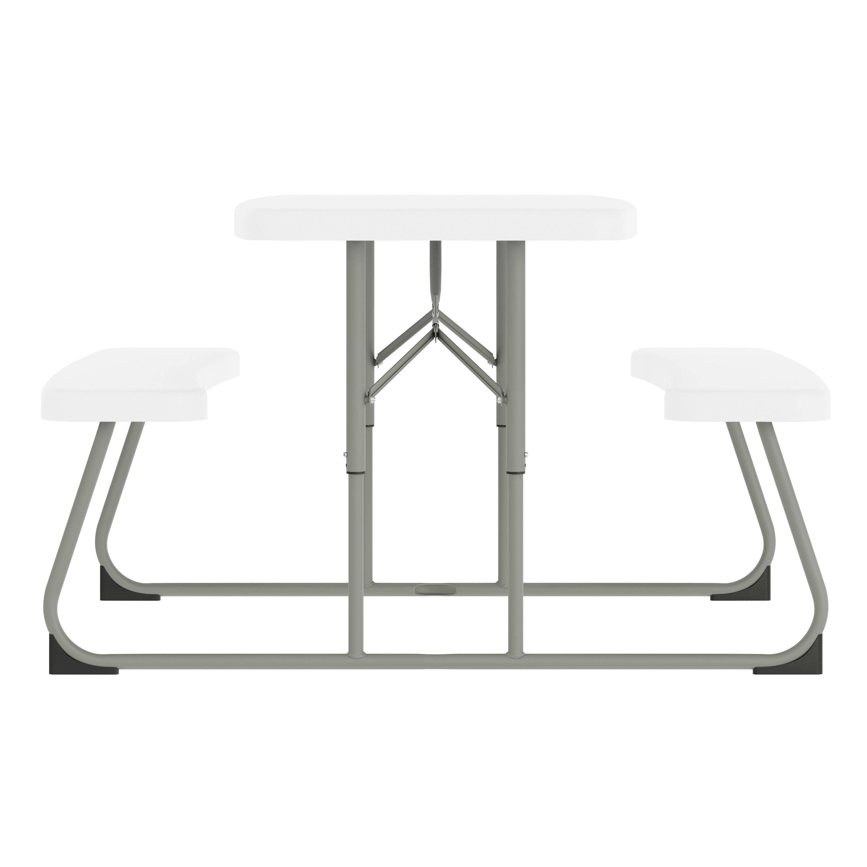 Left. Flash Furniture - Paige Easy-Fold White Folding Plastic Kids Outdoor Picnic Table and Benches - Commercial Grade - Seating for 4 Kids - White.