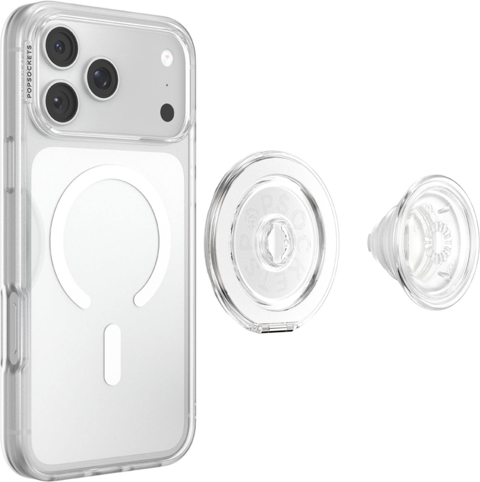 Left. PopSockets - MagSafe Kick-Out BASE Only, Compatible Only with PopTops, Universal Magnetic Grip Base for Cell Phones - Clear.