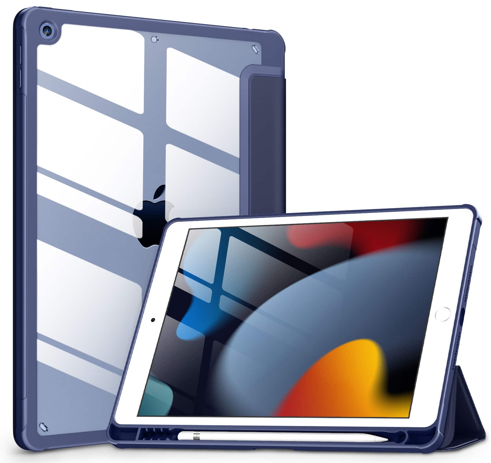 DTTO - Case for iPad 9th/8th/7th Generation 10.2 inch, Clear Back, TPU Shockproof Frame Cover - Blue