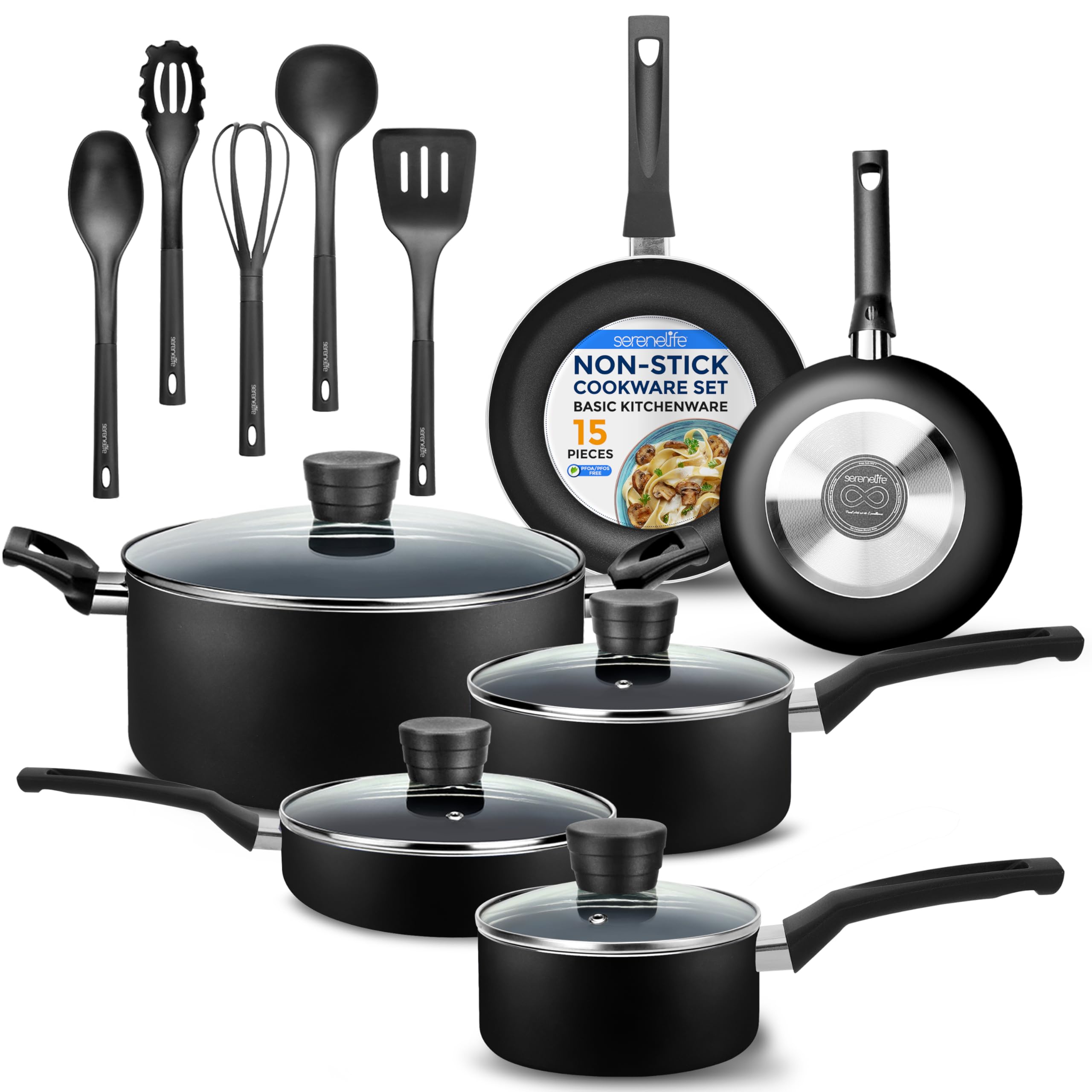 serentee NON-STICK COOKWARE SET BASIC KITCHENWARE 15 PIECES