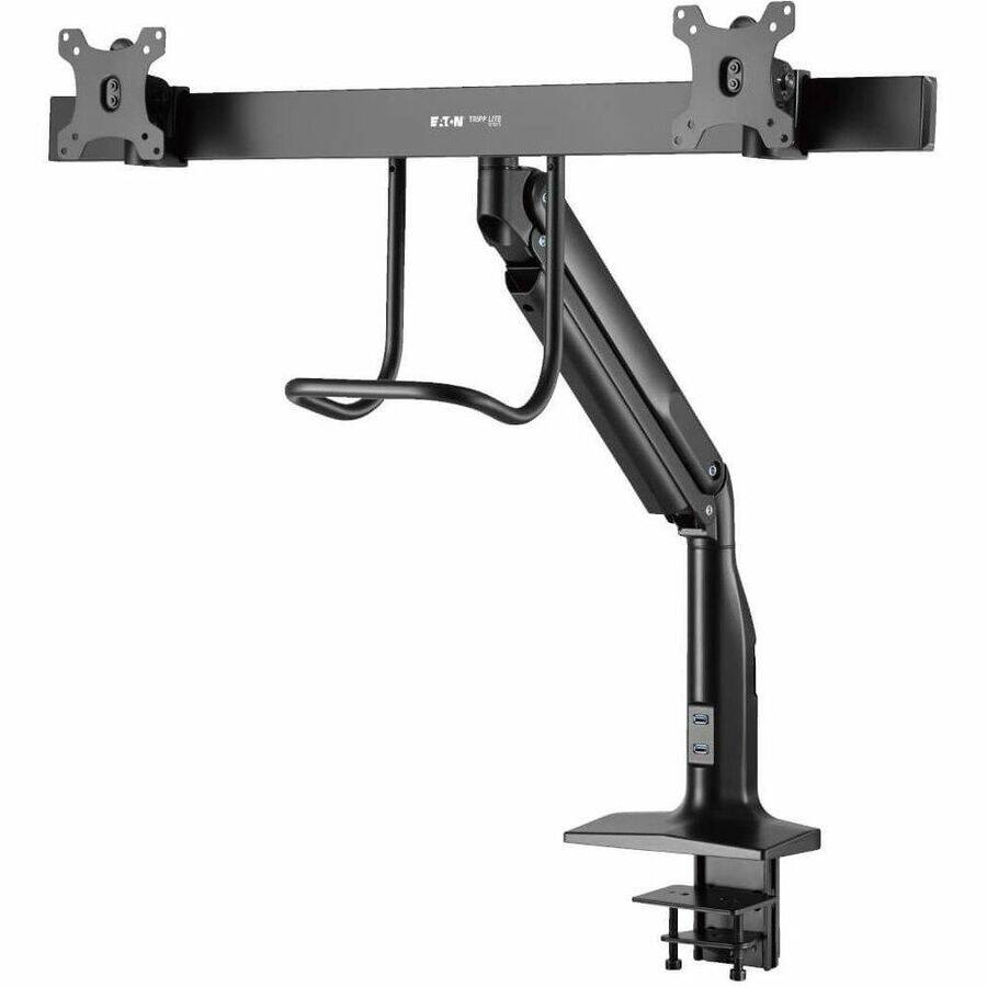 Alt View 2. Tripp Lite - Eaton Tripp Lite Series Safe-IT Precision-Placement Dual-Display Desk Clamp or Grommet with Antimicrobial Tape for 17" - Black.