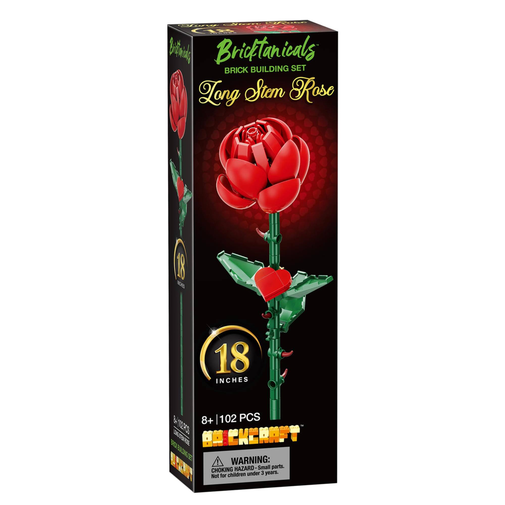 Bricktanicals BRICK BUILDING SET Long Stem Rose 18 INCHES & 8+ 102 PCS 5 0PS WARNING: CHOKING HAZARD Small parts. children under 3 years. Not for