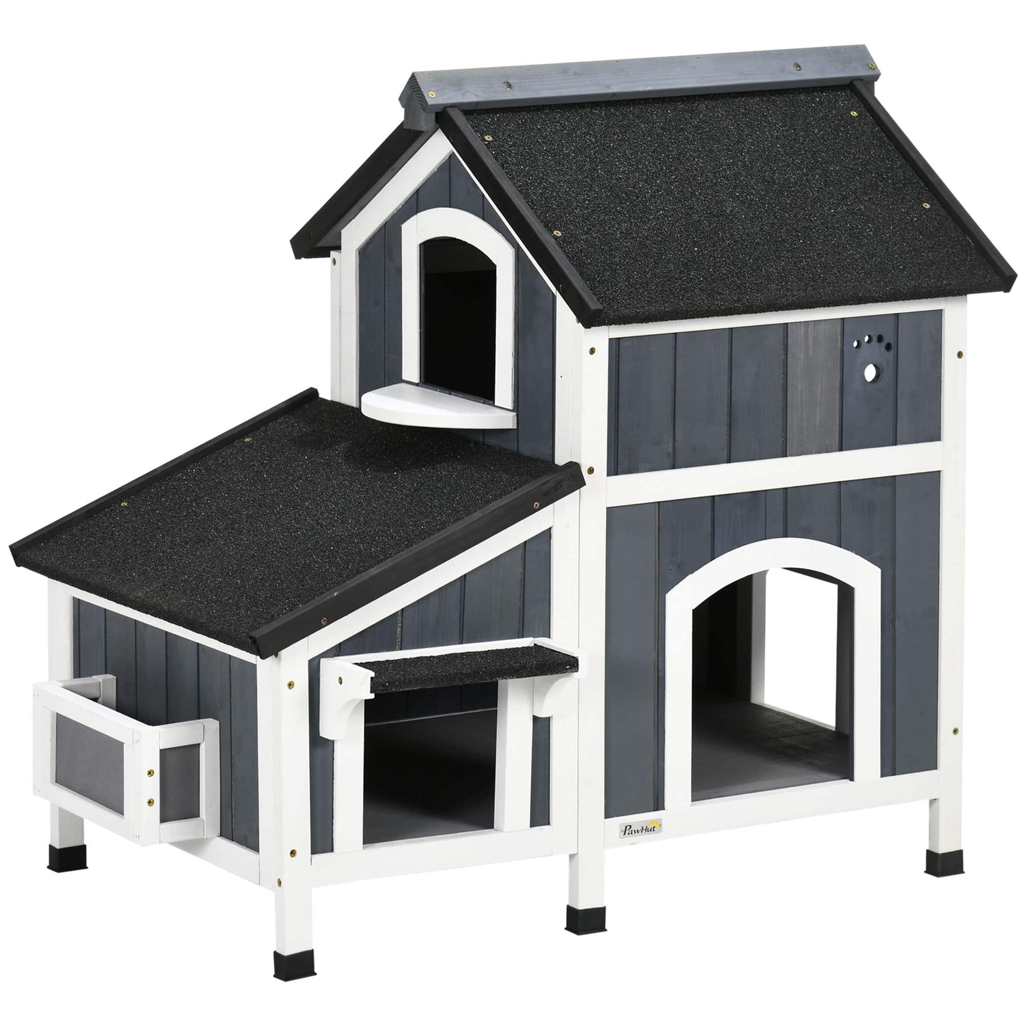 Pawhut - Outdoor Cat House, Weather-resistant Roof, Garden Bed, Shelter Enclosure, Multiple Entrances, Modern Furniture Hideout price history on PriceWatchPro