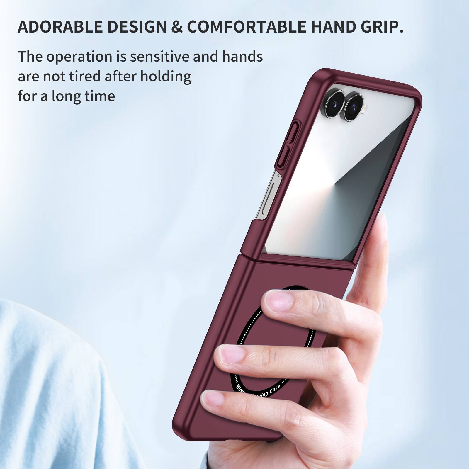 ADORABLE DESIGN & COMFORTABLE HAND GRIP.  
The operation is sensitive and hands are not tired after holding for a long time.