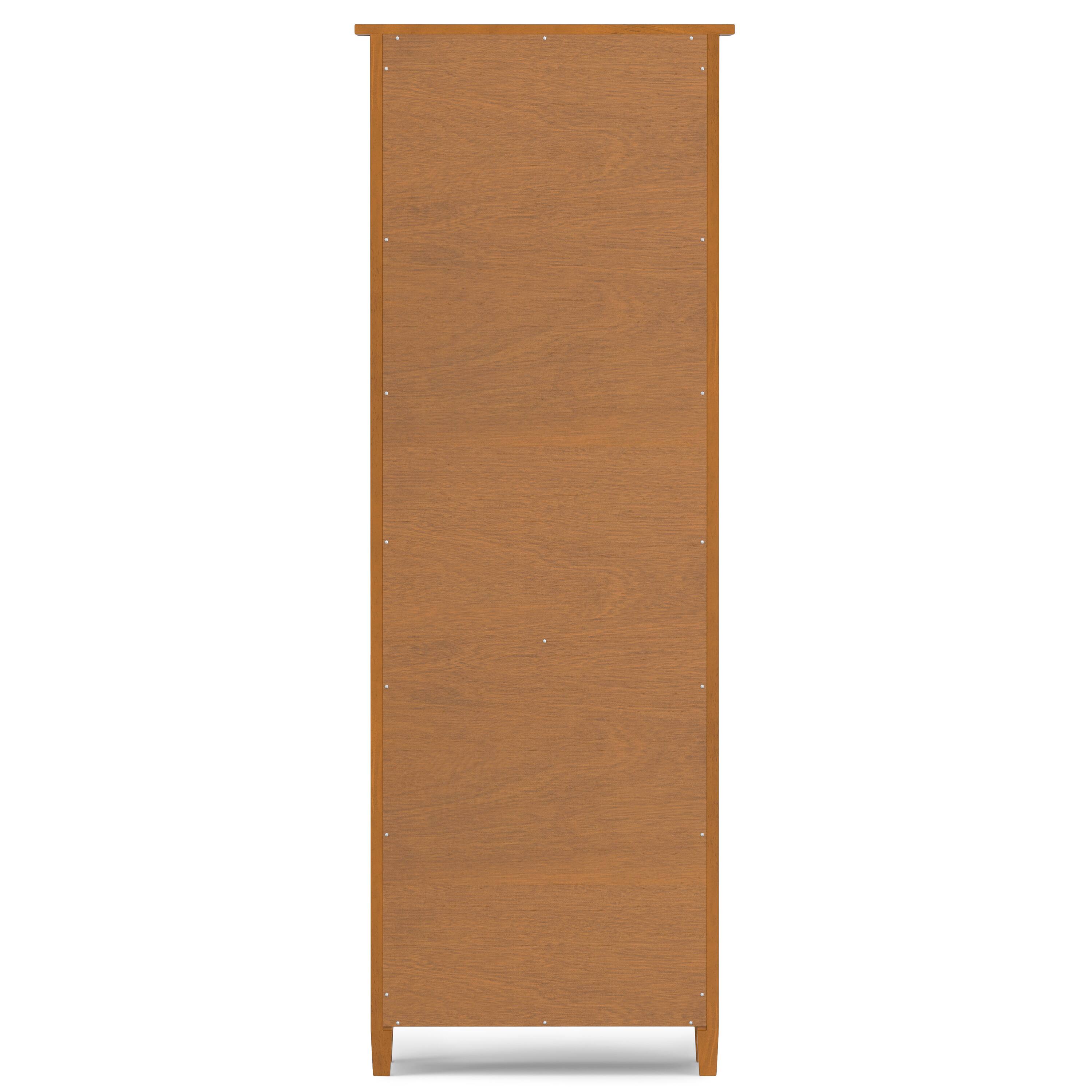 Back. Simpli Home - Warm Shaker 72 inch Tall Solid Wood 5 Shelf Bookcase in Light Golden Brown - Light Golden Brown.