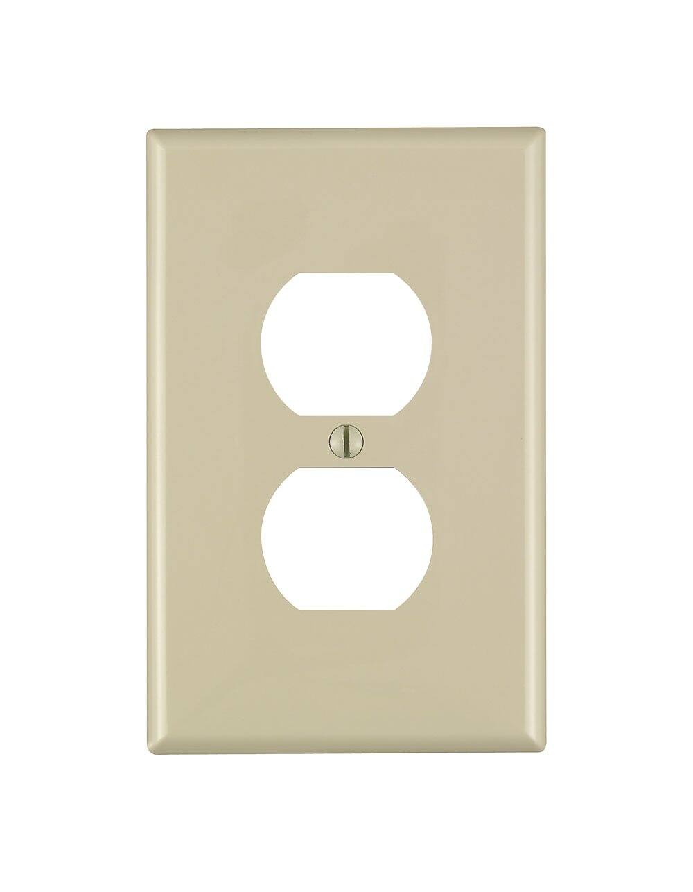Front. Leviton - Leviton Ivory 1 gang Nylon Duplex Wall Plate 1 pk (Case of 20) - Ivory.