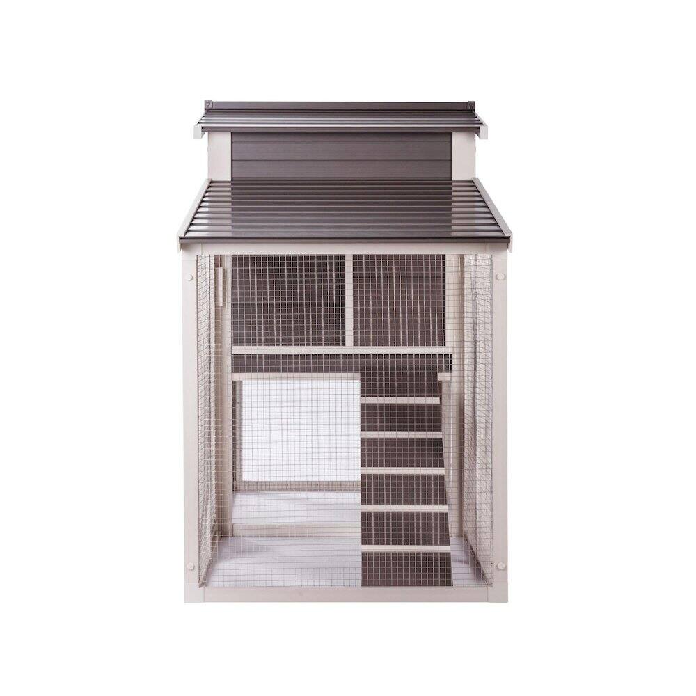 Left. New Age Pet - ECOFLEX Hampton Chicken Barn and Pen in Grey - Grey.