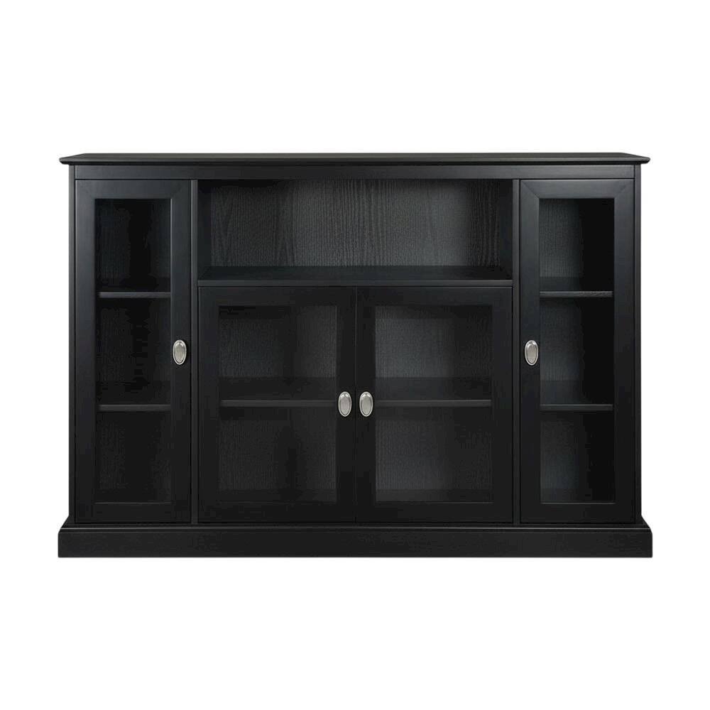 Alt View 3. FurniFact - Black Highboy TV Stand with Storage Cabinets and Shelves for 55-Inch TVs - Black.