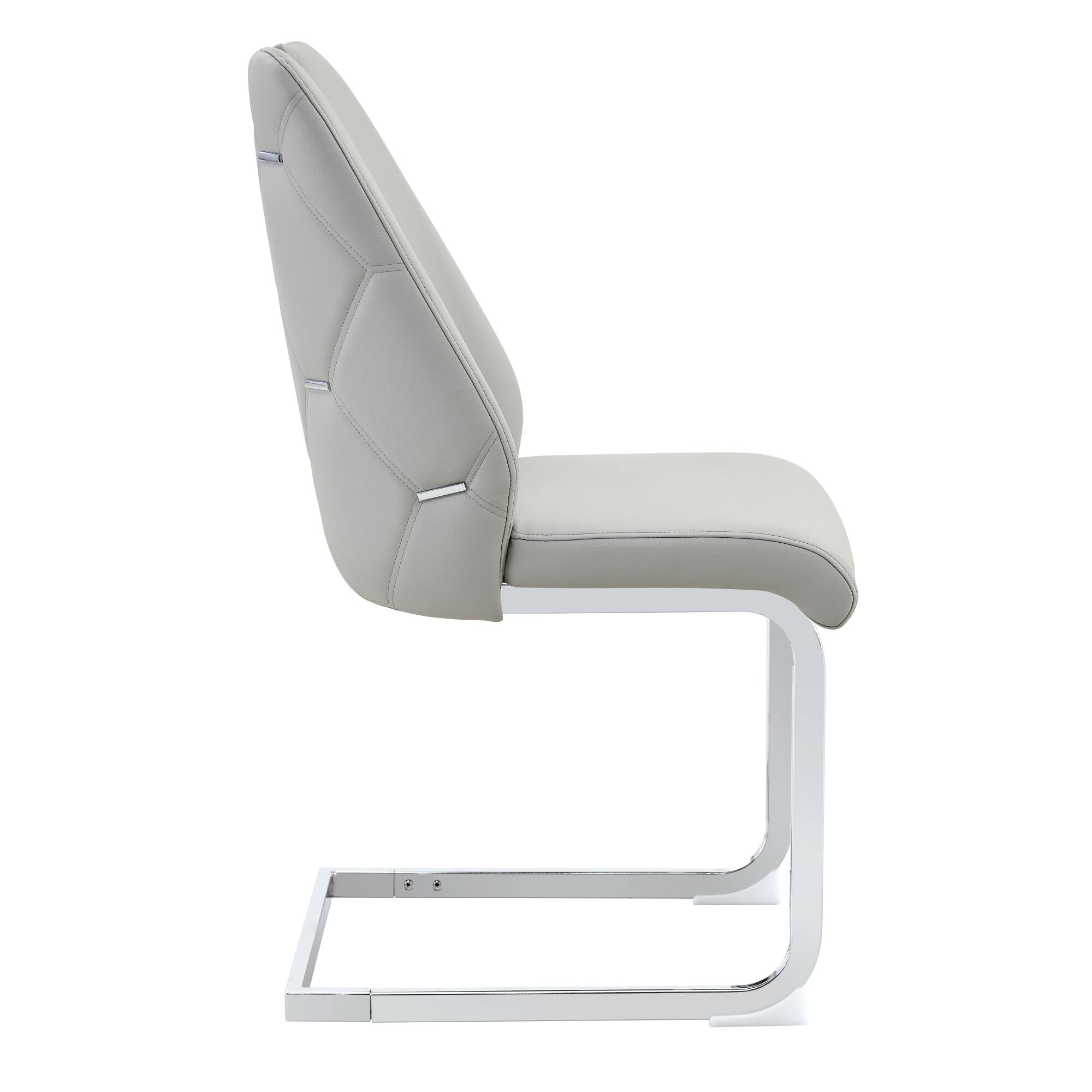 GOODSILO Set of 4 Modern Faux Leather Dining Chairs with Gold Mesh Texture  and Chrome Accents Light Gray GS02750 - Best Buy, image size:900x900