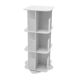 Home Collection - 360° Rotating 3-Tier Bookshelf – Small Corner Standing Bookcase - White