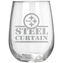 Great American Products - Pittsburgh Steelers Etched 17oz. Rally Cry Stemless Wine Glass - Multicolor