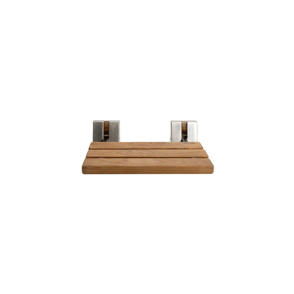 Alt View 1. Alfi - Brushed Nickel 16" Folding Teak Wood Shower Seat Bench - Brown.