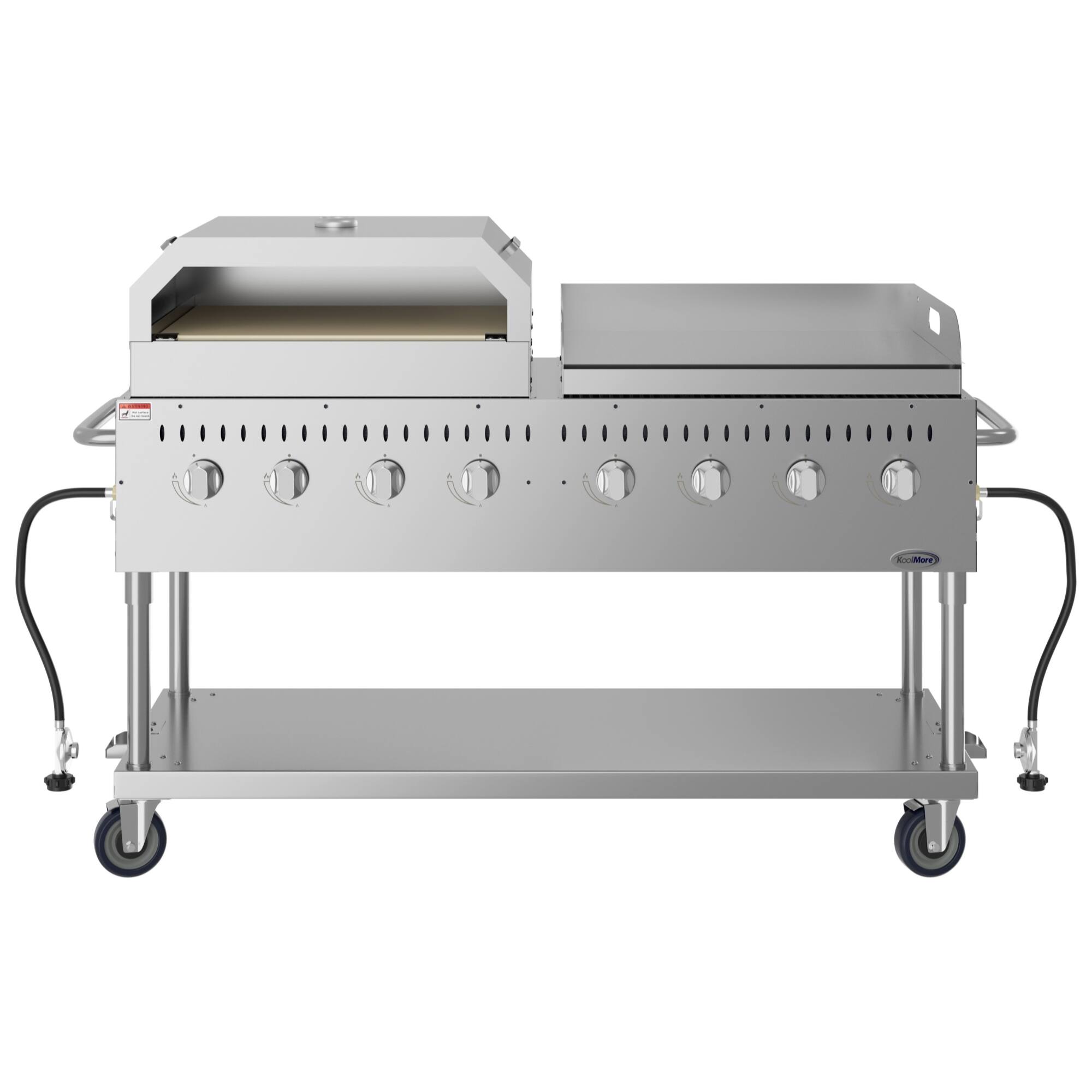 Alt View 2. Koolmore - 60 in. 8-Burner Commercial Outdoor Propane Gas Grill with 30 in. Griddle and 30 in. Pizza Oven in Stainless-Steel - Stainless Steel.