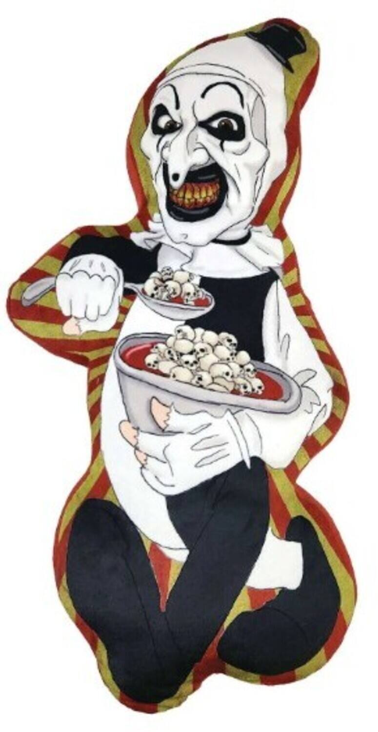 Front. PopMarket - Terrifier - Art the Clown Shaped Pillow 20" Tall   - COLLECTIBLES - Multicolor.