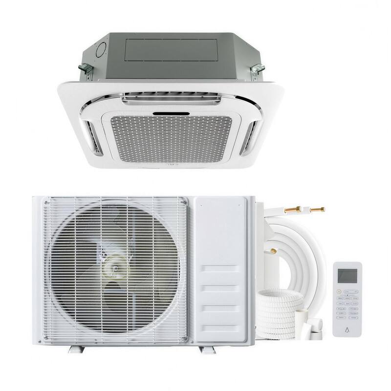 Alt View 4. Babevy - 24000 BTU Ceiling Cassette Mini Split Ductless Cooling&Heating 8-way 360 Airflow w/ Remote Controller &25ft Kit 208/230V.