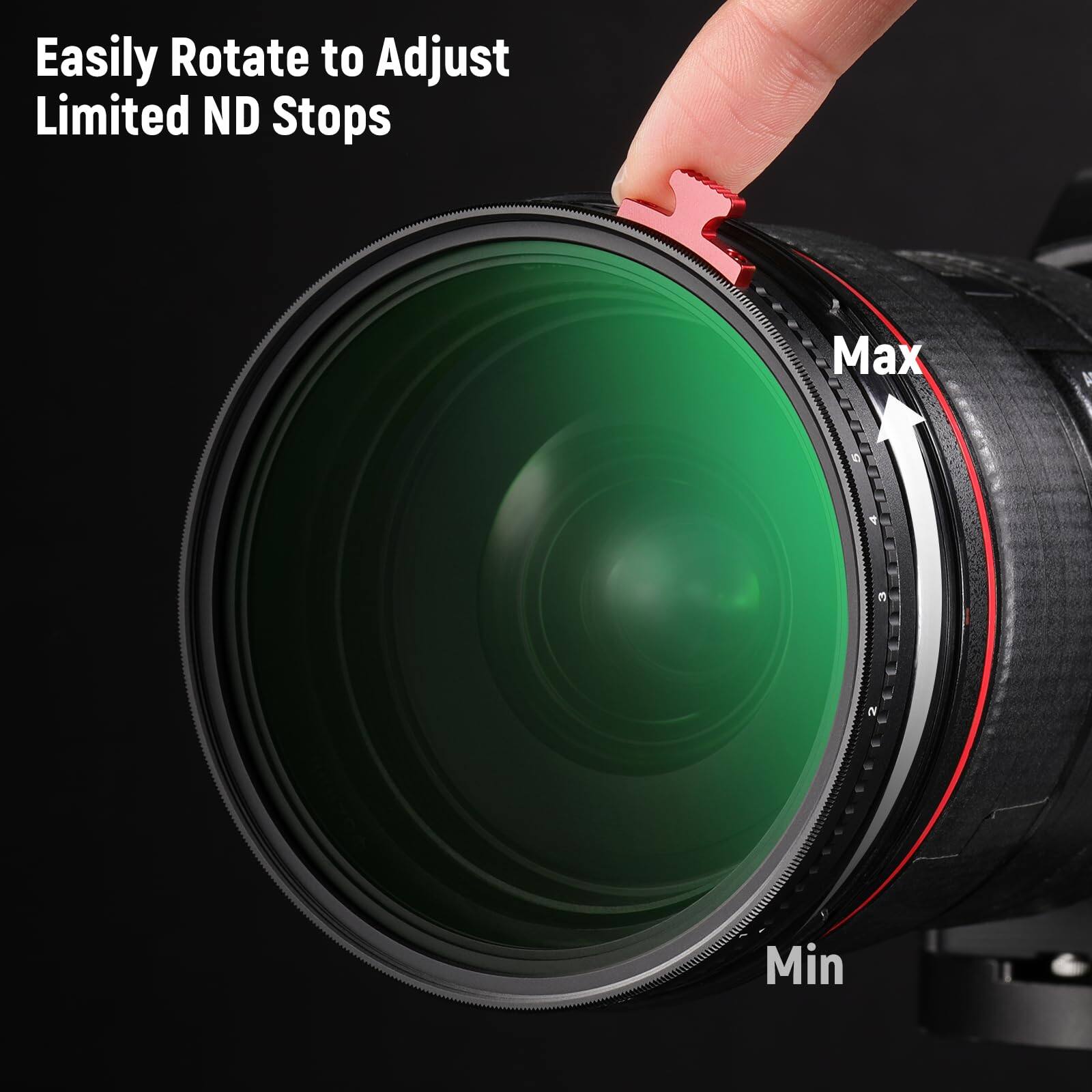 Easily Rotate to Adjust Limited ND Stops

Max

Min