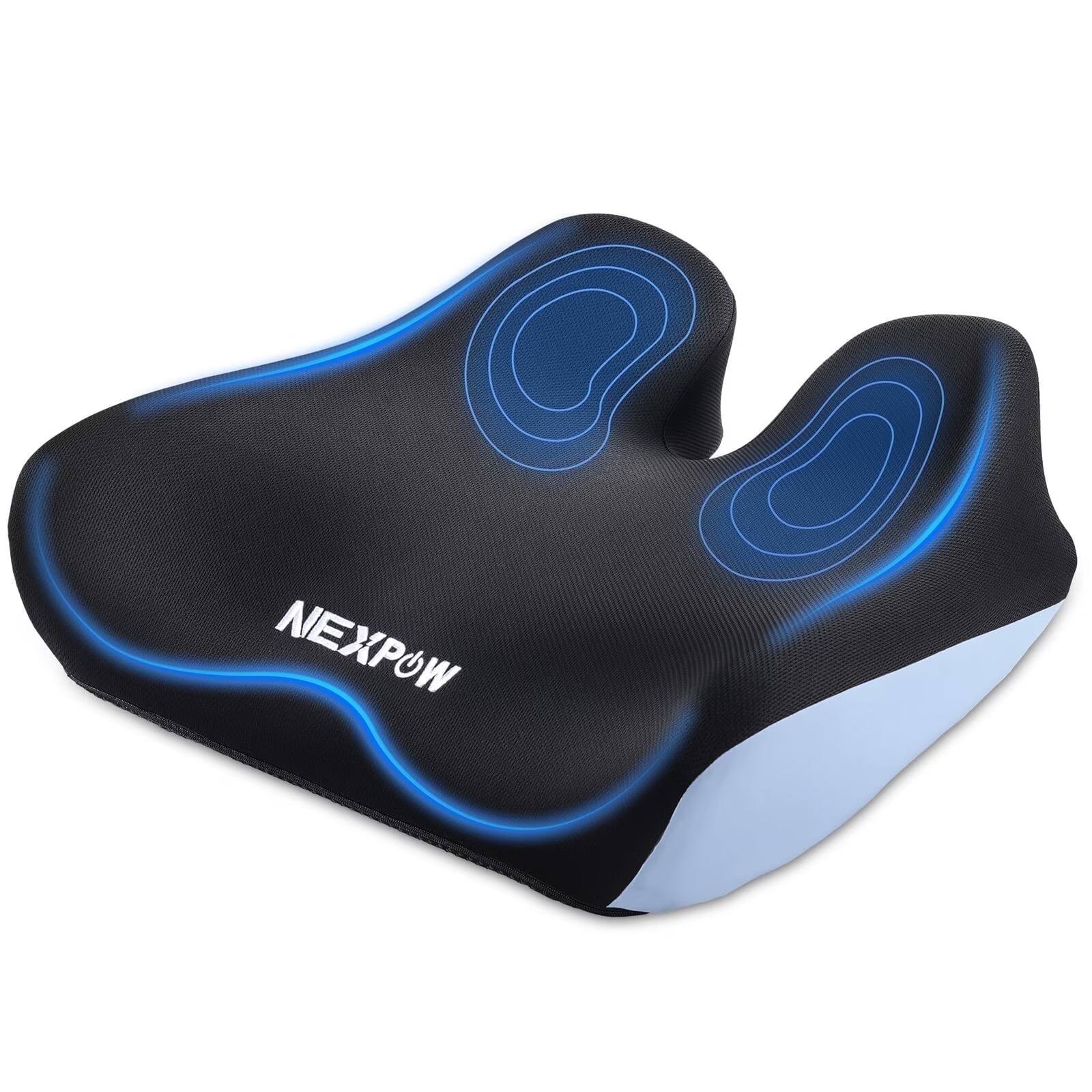 Front. NEXPOW - Car Seat Cushion for Driving Extra Large Memory Foam Seat Cushion with Tailbone Cutout Non Slip Washable Cover - Black.