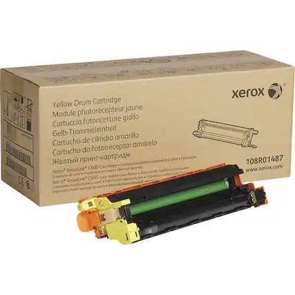 Yellow Drum Cartridge
Module photorécepteur jaune
Cartuccia fotoricettore giallo
Gelb-Trommel-einheit
Cartucho de cilindro fotorreceptor amarelo
Cartucho do cilindro fotorreceptor amarelo
Xerox® VersaLink® C600 Color Printer
Xerox® VersaLink® C605 Color Multifunction Printer
108R01487
www.xerox.com
