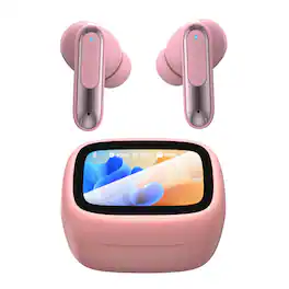 RCA - WAVE-45 TWS Bluetooth In-Ear Earbuds, Mics, On-Ear Controls, ANC, Charging Case, Touch Screen, 6 Hr Play Time - Pink
