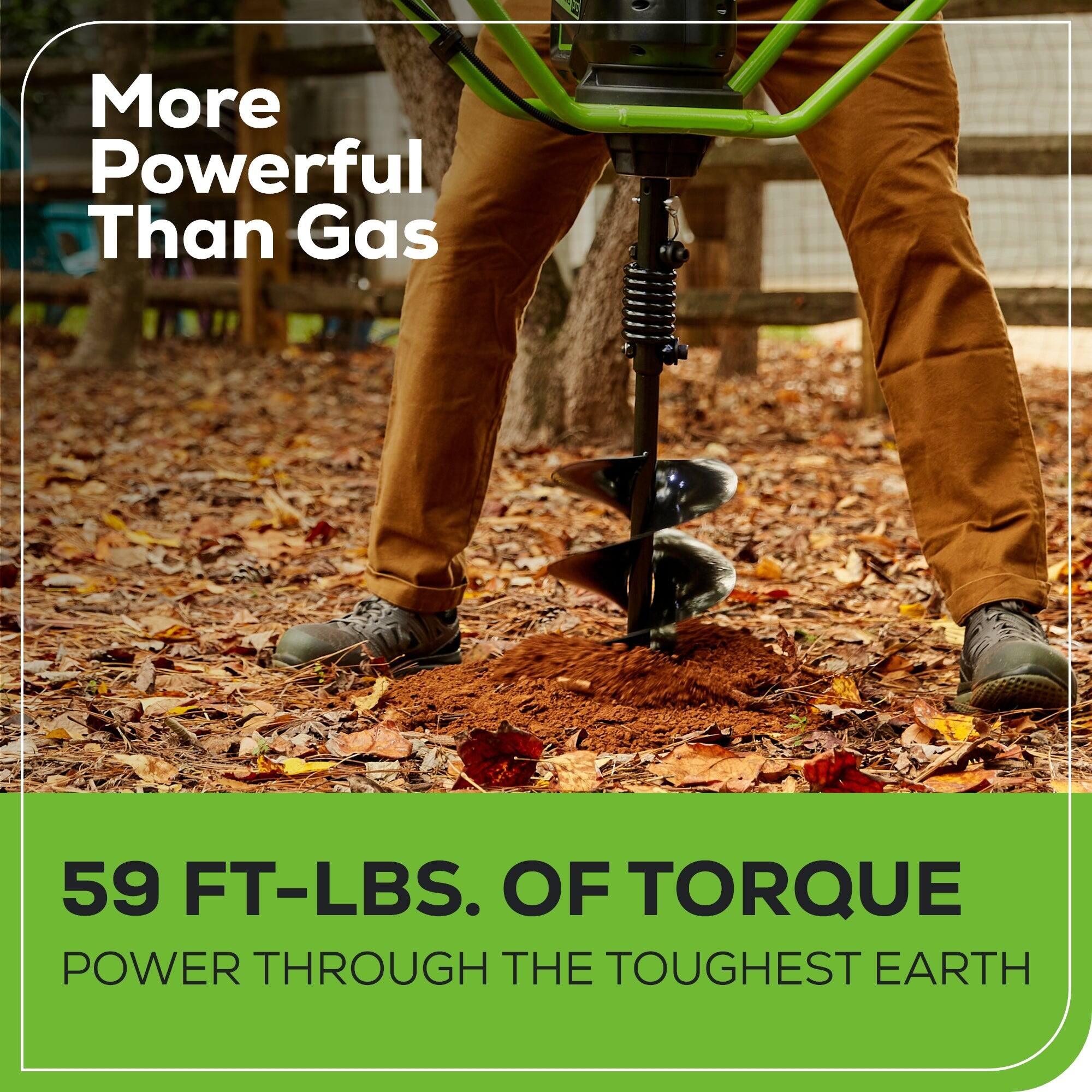 More Powerful Than Gas

59 FT-LBS. OF TORQUE
POWER THROUGH THE TOUGHEST EARTH