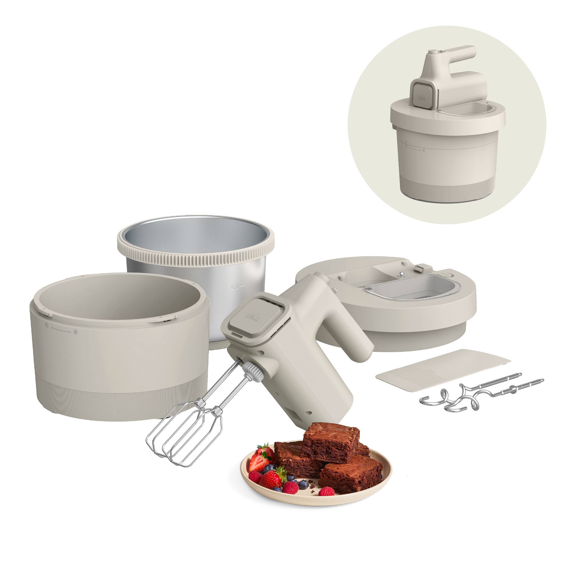 Angle. Bella - 3.5-qt. Hand & Stand Mixer - Oatmilk.