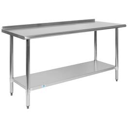 Emma + Oliver - 18 Gauge Prep and Work Table with Backsplash and Shelf, NSF - Stainless Steel
