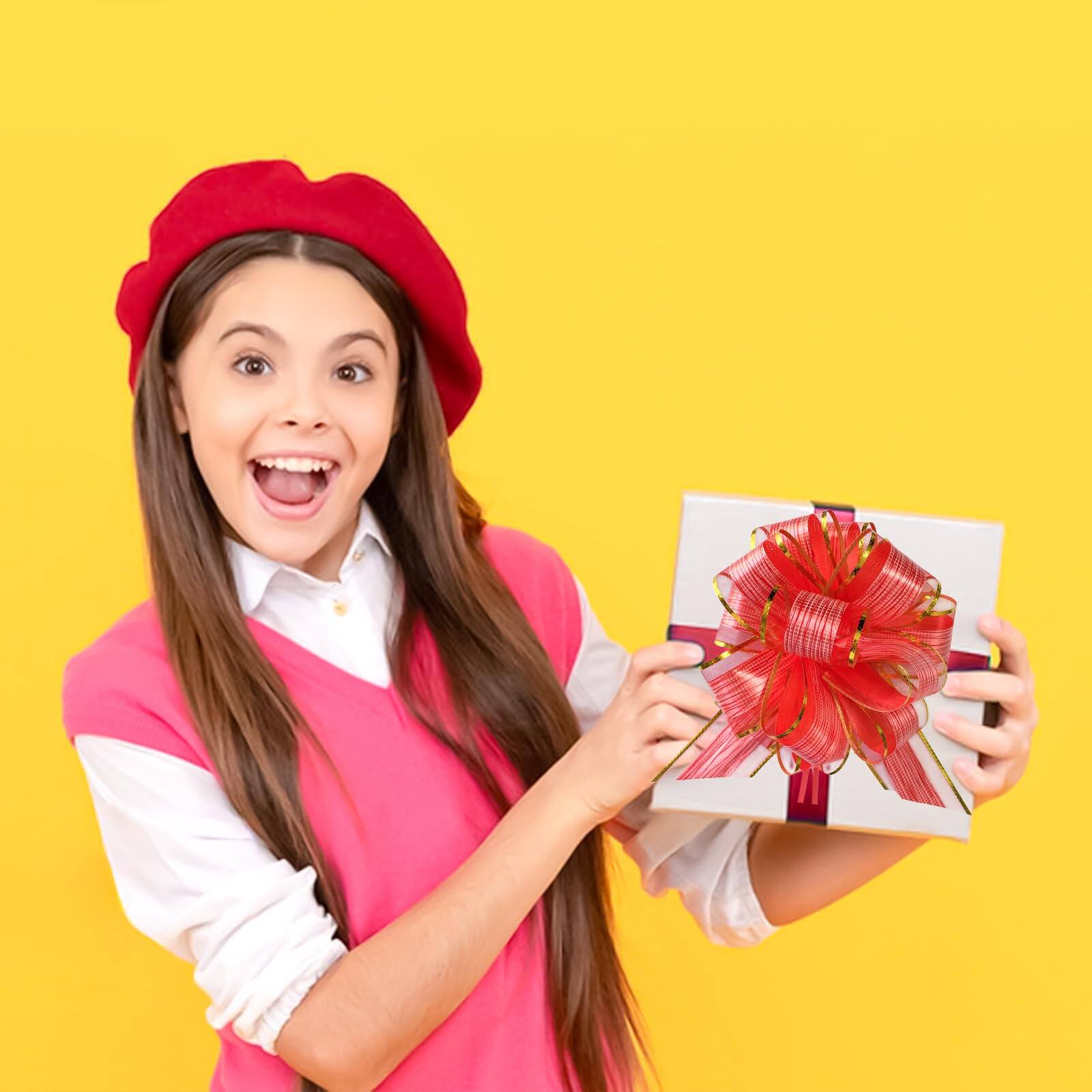 Alt View 5. Paradigms Interiors - Pull Bow Gift Wrapping Ribbon Bows For Birthday Christmas Wedding Baskets Valentine's Day Boxes Bows red - Gold and Silver.