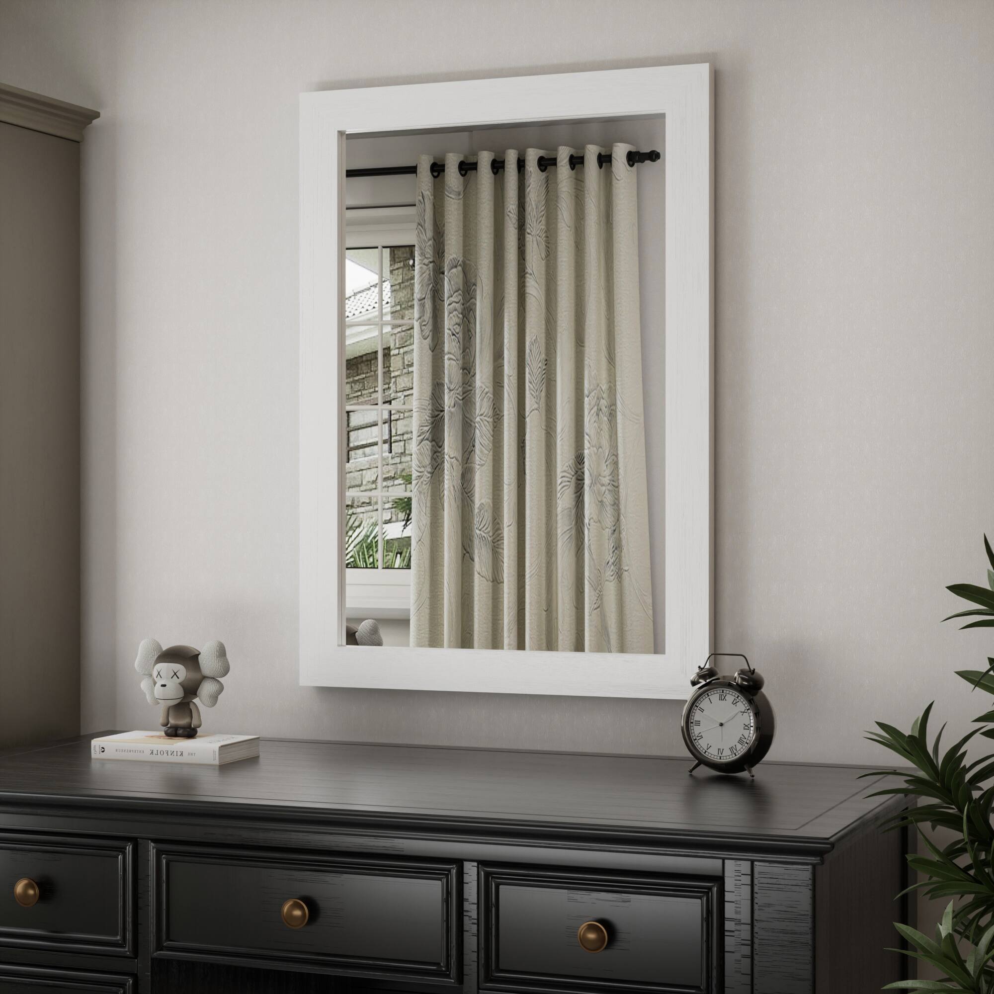 Alt View 1. PAIHOME - Rectangular Wall Mirror Waterproof Wood Frame Bathroom Mirror Modern Farmhouse Style Bedroom Living Room Decor - White - 22"x30".