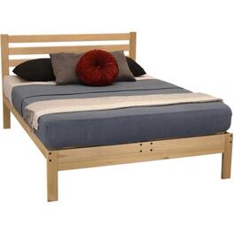 Hivvago - Twin size Solid Wood Platform Bed Frame with Slatted Headboard - Brown