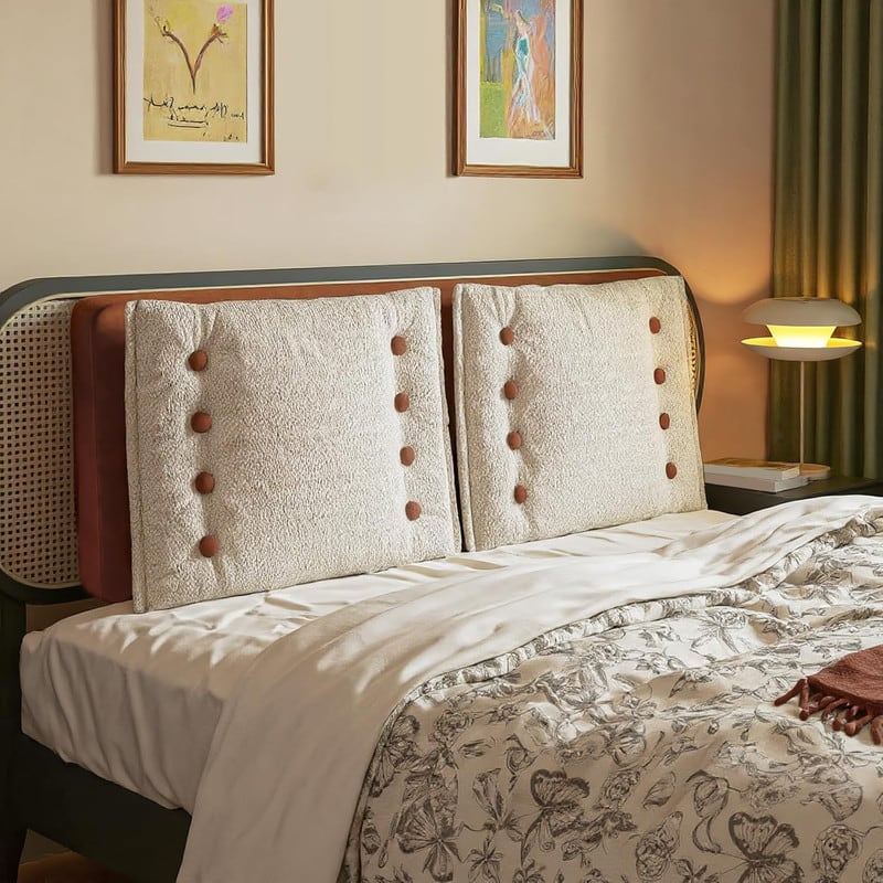 wowmax - Wedge Headboard Pillow Queen Retro Reading Pillows for Sitting in Bed Adult Backrest, Foam & Soft Filled - Brown