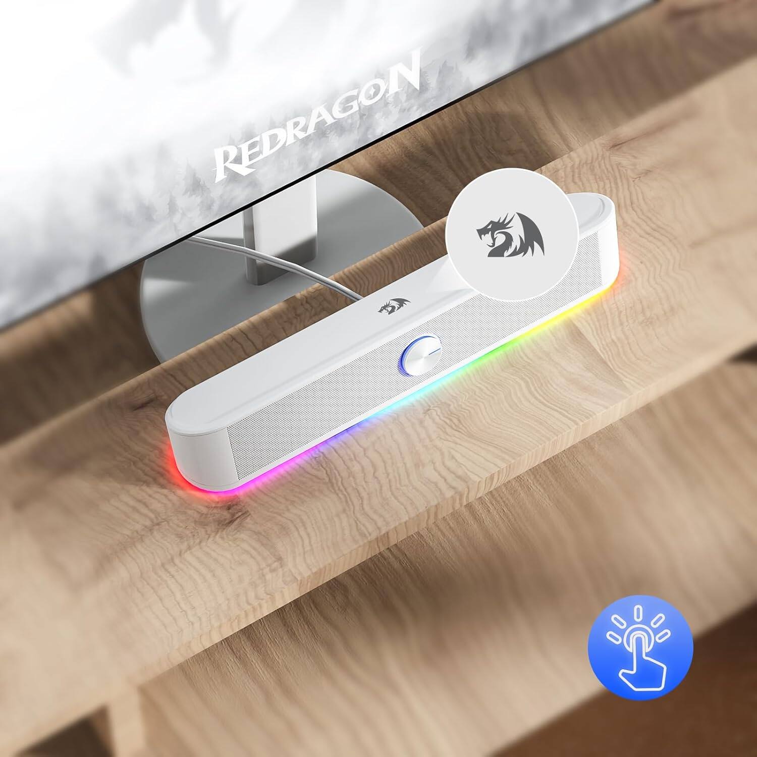 Alt View 6. Stamp n Camp - Redragon GS560 RGB Desktop Soundbar 2.0 Channel Computer Speaker with Dynamic Lighting Bar Audio-Light Sync/Display... - Black.