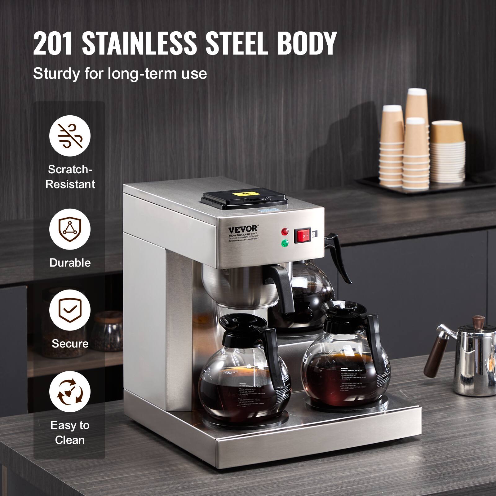 201 STAINLESS STEEL BODY  
Sturdy for long-term use  
Scratch-Resistant  
Durable  
Secure  
Easy to Clean