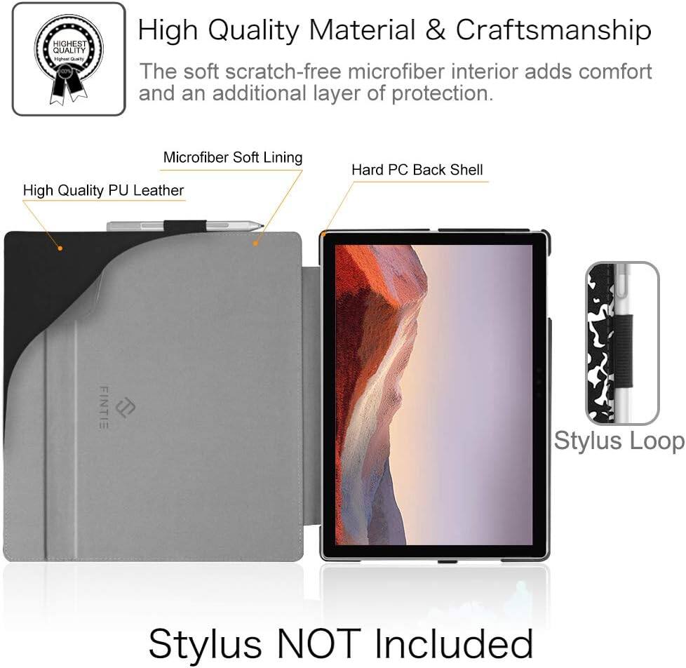 HIGHEST QUALITY Regestical Quantity

High Quality Material & Craftsmanship
The soft scratch-free microfiber interior adds comfort and an additional layer of protection.

Microfiber Soft Lining
High Quality PU Leather
Hard PC Back Shell
FINTE
Stylus Loop
Stylus NOT Included