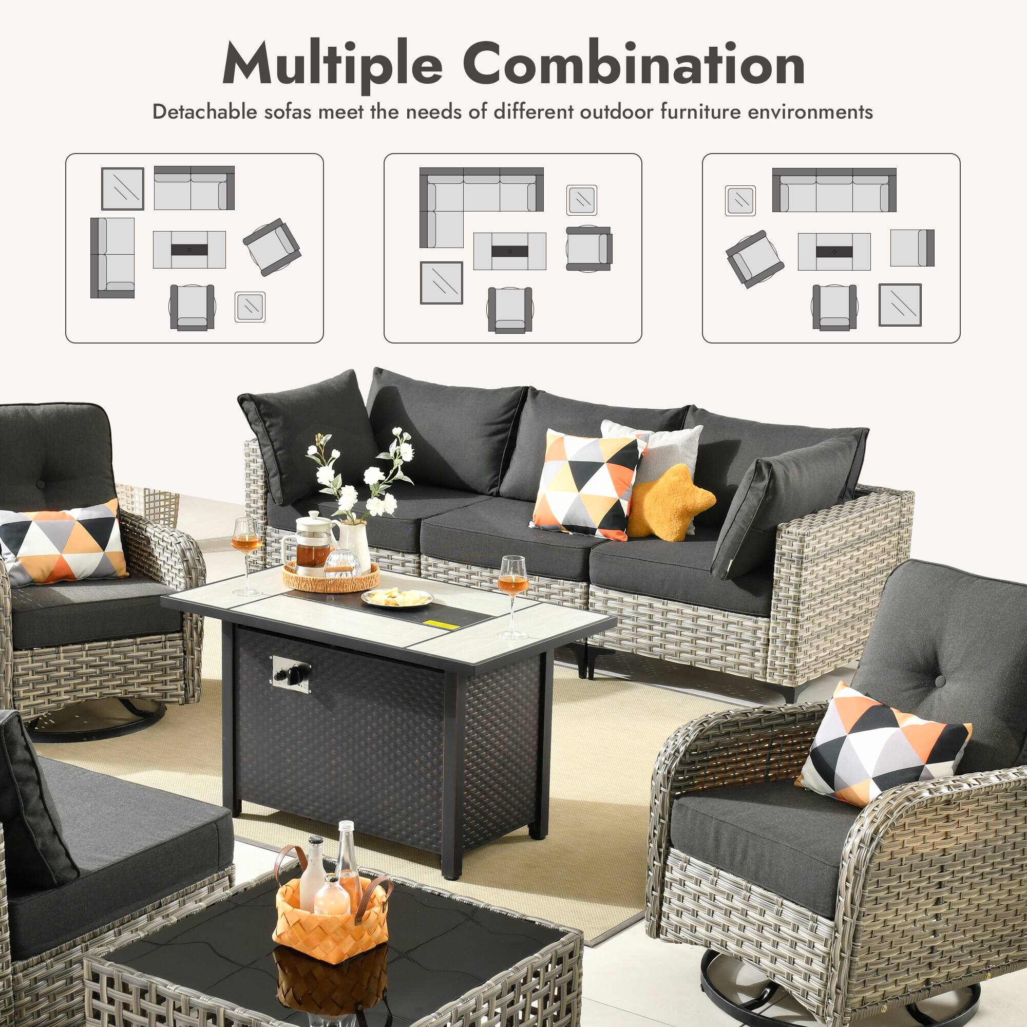 Multiple Combination  
Detachable sofas meet the needs of different outdoor furniture environments