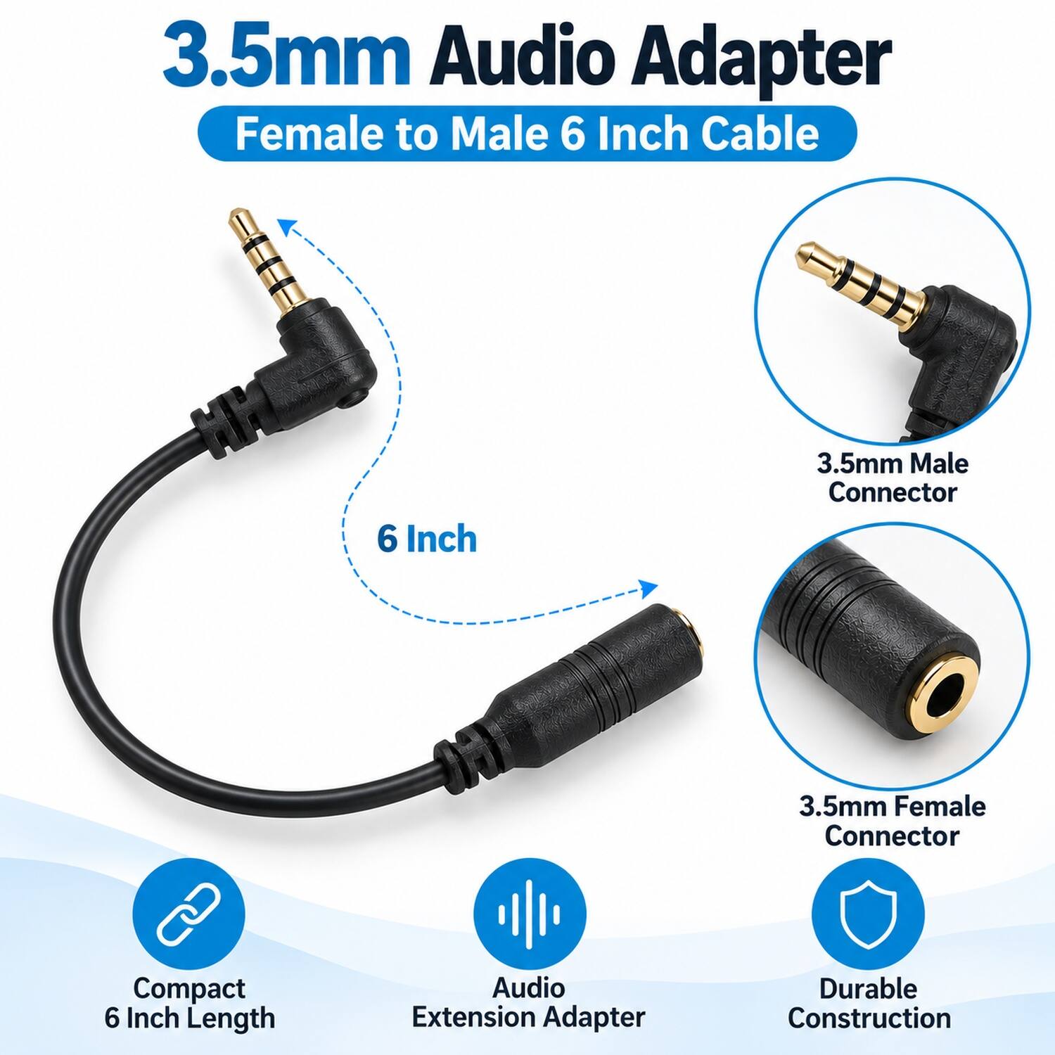 Sanoxy 3.5mm Audio Adapter Female to Male 6 Inch Cable Black - Best Buy