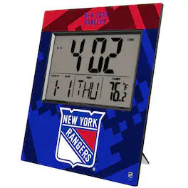 Keyscaper - New York Rangers Color Block Digital Desk Clock - Multicolor