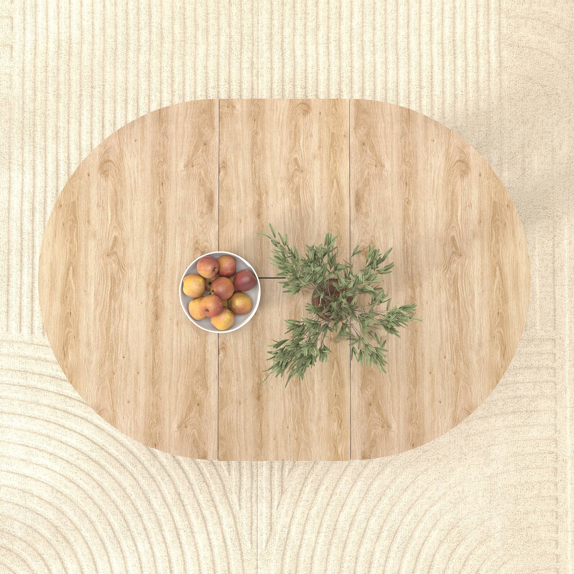 Alt View 7. Tiramisubest - Dining Table for Farmhouse Kitchen 59x43 Inch Expandable Oval Table Top with Removable Leaf Trestle X Shaped Base,White - White Oak.