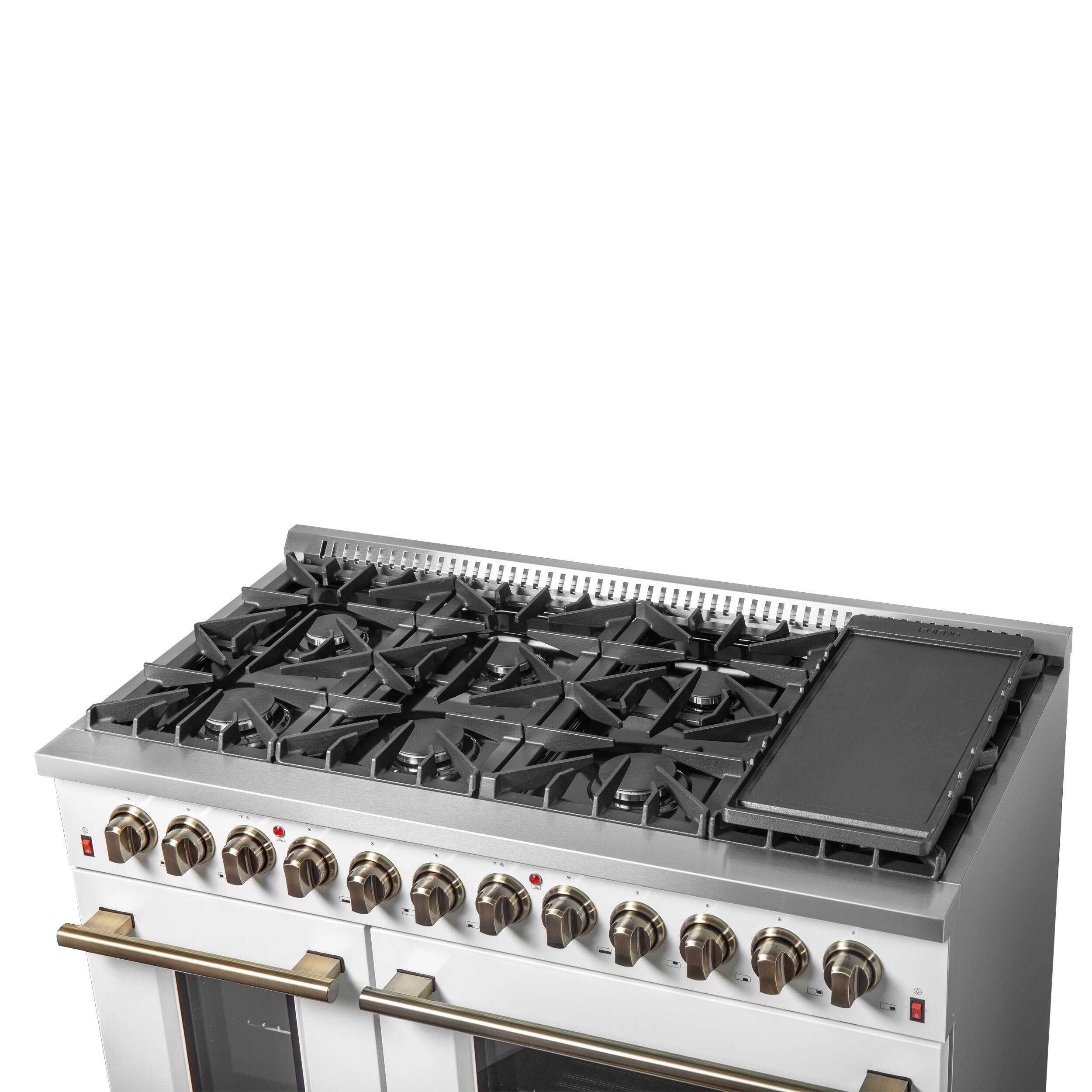 Alt View 12. Forno Appliances - 48 in. Wide 8 Burner Galiano 6.58 Cu. Ft. Freestanding Dual Fuel Range with Convection Oven and Griddle - White Door.