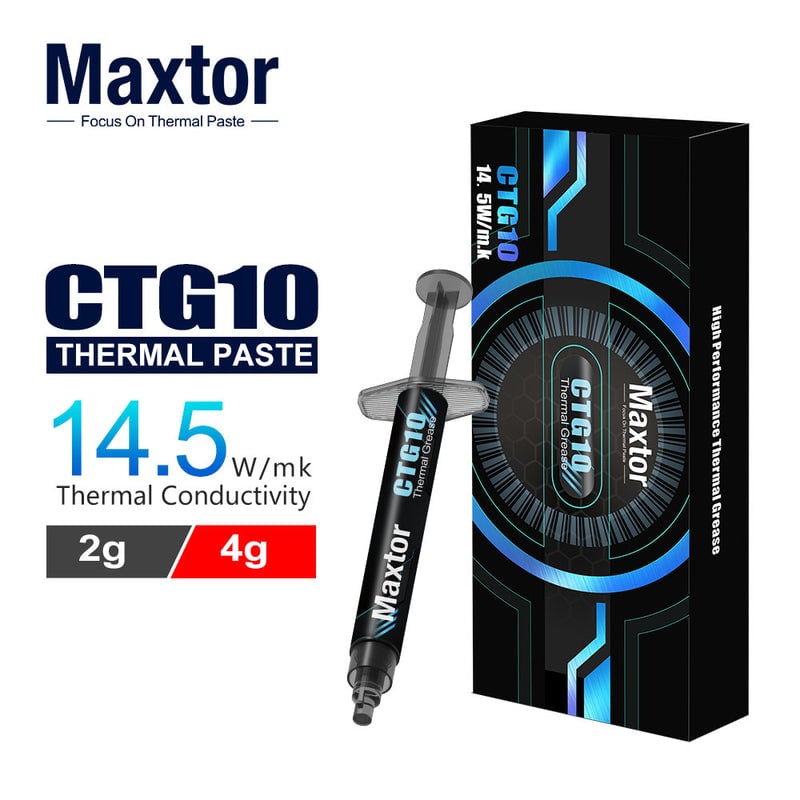 Maxtor - CTG10E-4g Thermal Compound Paste for IC/Processor/CPU/GPU/All Coolers, 14.5W/m.k Carbon Based High Performance