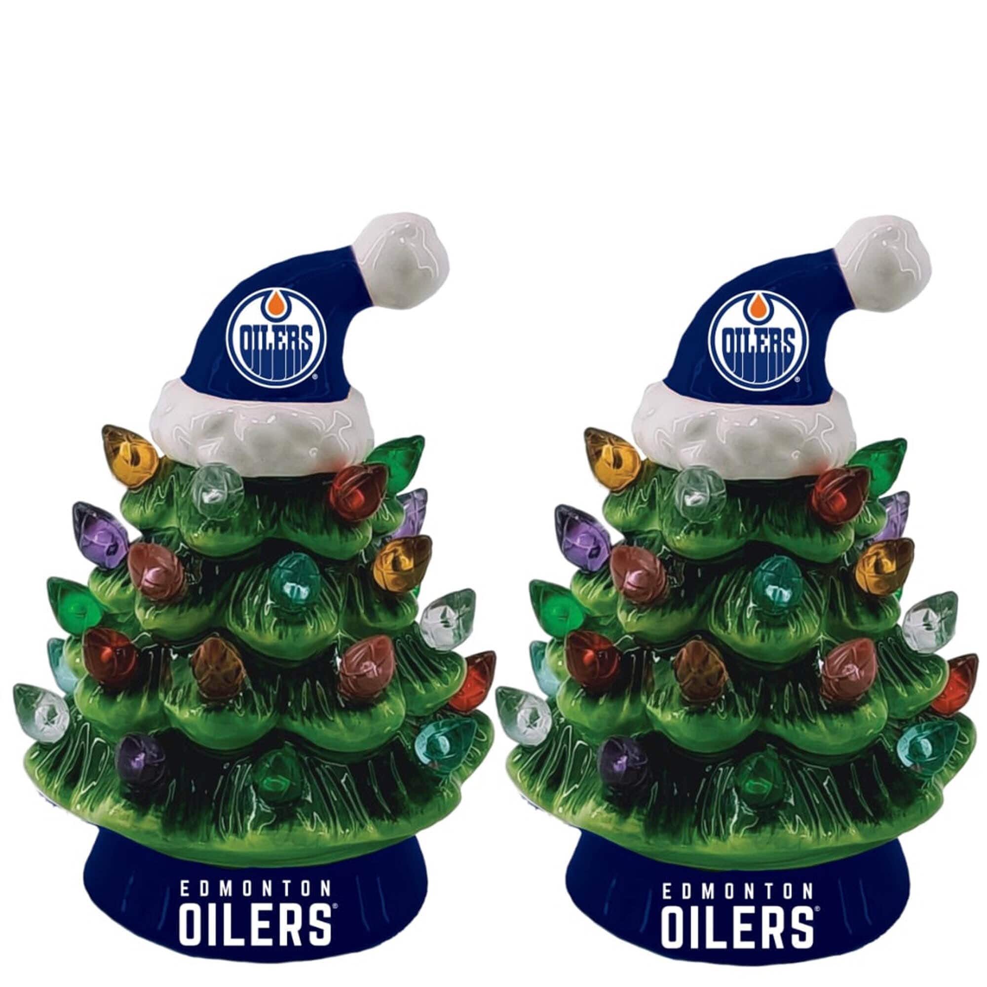 Evergreen Enterprises - Edmonton Oilers 2-Pack 4" Ceramic LED Christmas Tree Set - Multicolor
