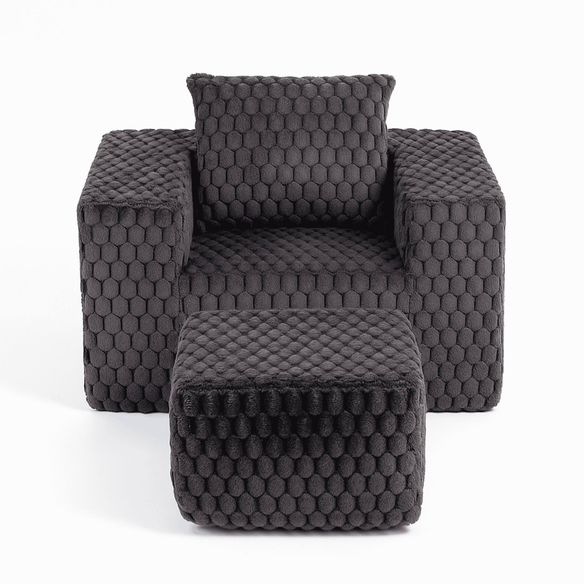 Angle. Kadyn - Oversized Single Sofa with Ottoman, Reading Sofa Couch, Deep Seat Cloud Couch with Ottoman for Living Room Corduroy - Black.